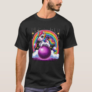 Camiseta Coluna Mágica do Arco Roxo do Unicórnio Andando Ri