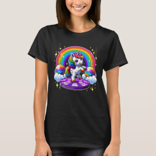 Camiseta Coluna Mágica do Arco Roxo do Unicórnio Andando Ri