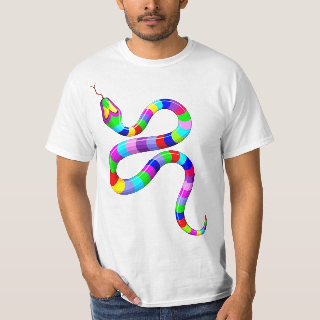 Camiseta Colunas cobra Psicodélicas do Arco-Íris (Frente)
