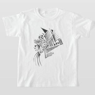 Camiseta Colunas Preto Branco Arte de Tatuagem Tribal Abstr