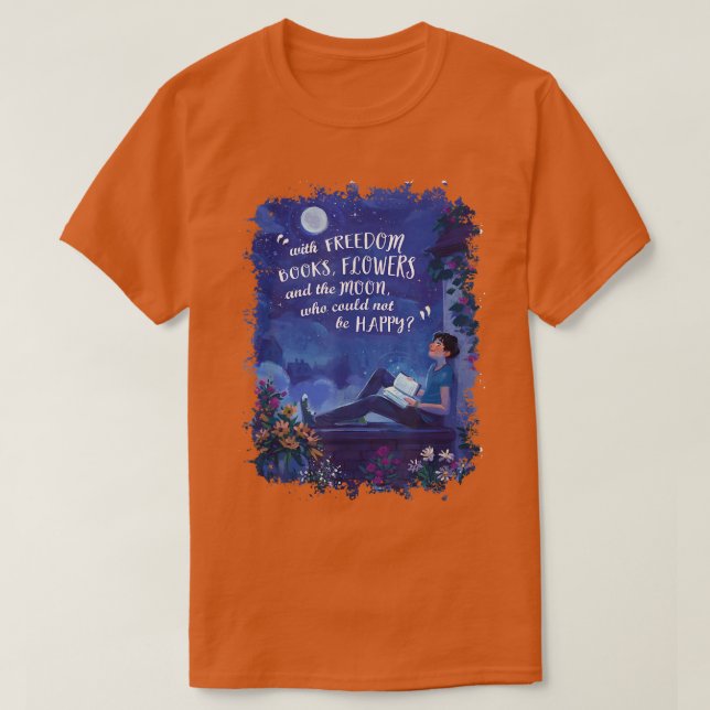 Camiseta Com a Liberdade Livros Flores e O Livro Lua Lover  (Frente do Design)