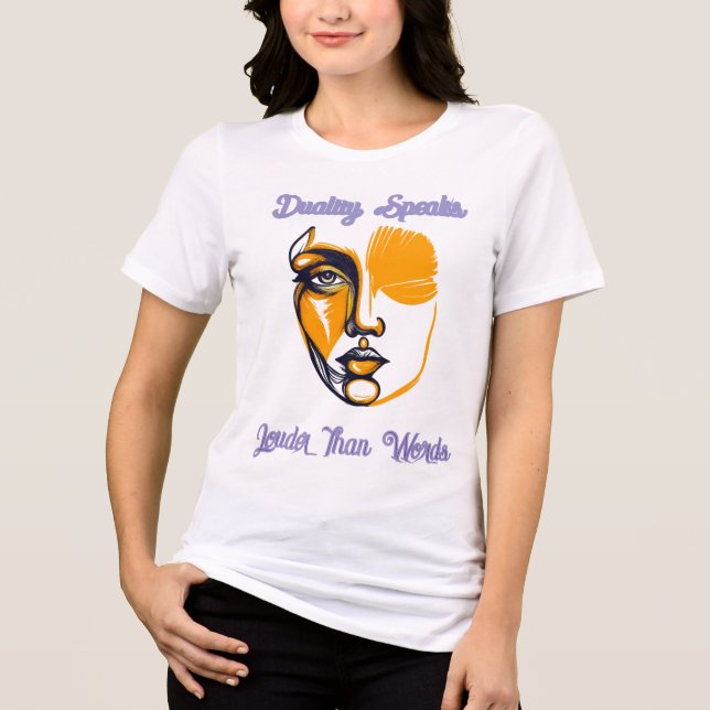 Camiseta com Arte de Linha Expressiva – Dualidade  (Frente)