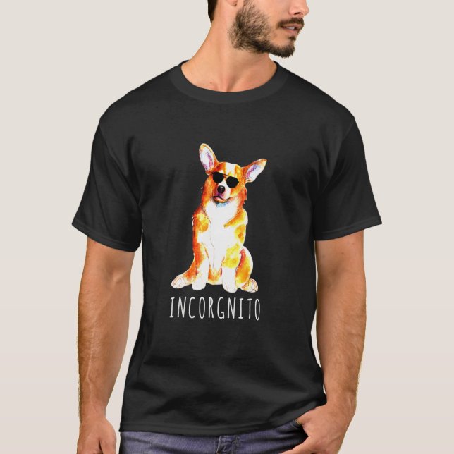 Camiseta Com Aviator Sunglass Corgi (Frente)