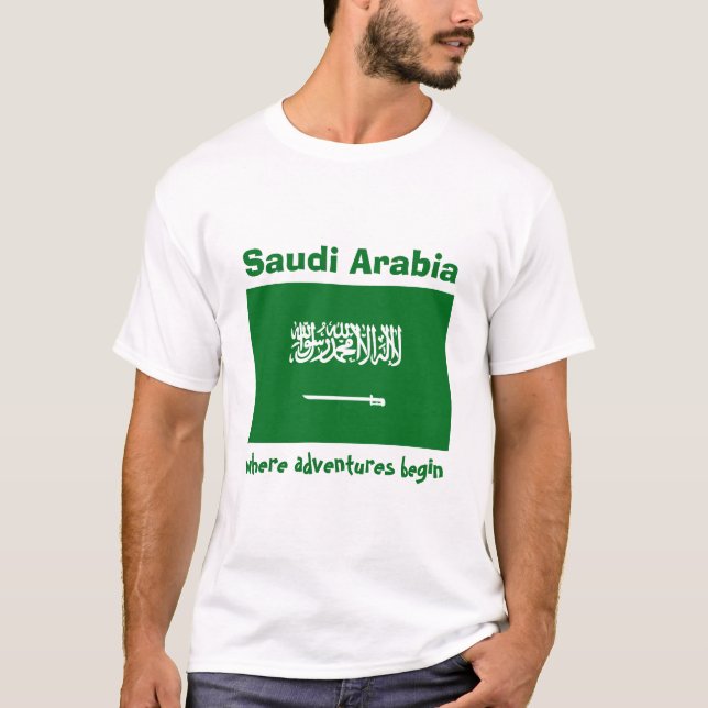 Camiseta com Bandeira da Arábia Saudita + Mapa + T (Frente)