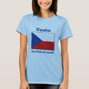 Camiseta com Bandeira da Chéquia + Mapa + Texto