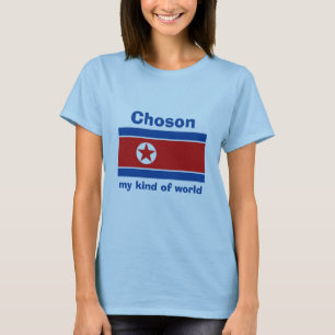 Camiseta com Bandeira da Coreia do Norte + Mapa +