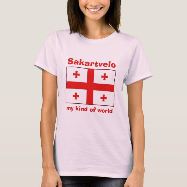 Camiseta com Bandeira da Geórgia + Mapa + Texto (Frente)