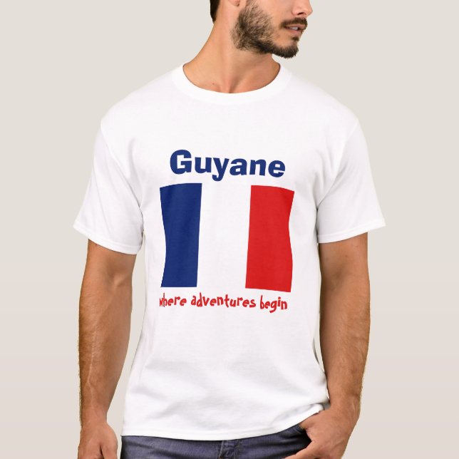 Camiseta com Bandeira da Guiana Francesa + Mapa +  (Frente)