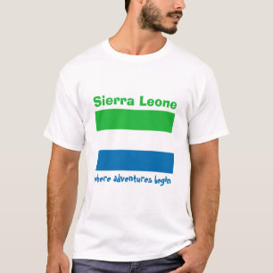 Camiseta com Bandeira da Serra Leoa + Mapa + Texto