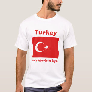 Camiseta com Bandeira da Turquia + Mapa + Texto