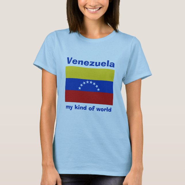 Camiseta com Bandeira da Venezuela + Mapa + Texto (Frente)