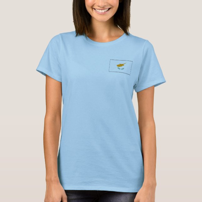 Camiseta com Bandeira de Chipre + Mapa (Frente)