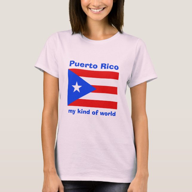 Camiseta com Bandeira de Porto Rico + Mapa + Texto (Frente)