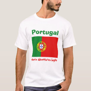 Camiseta com Bandeira de Portugal + Mapa + Texto