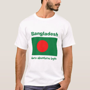 Camiseta com Bandeira do Bangladesh + Mapa + Texto