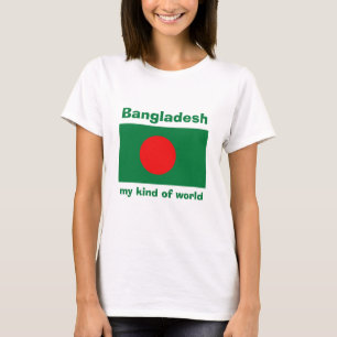 Camiseta com Bandeira do Bangladesh + Mapa + Texto