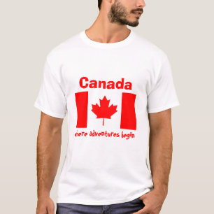Camiseta com Bandeira do Canadá + Mapa + Texto