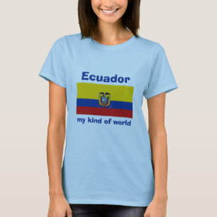 Camiseta com Bandeira do Equador + Mapa + Texto