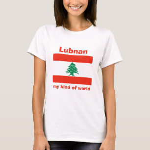 Camiseta com Bandeira do Líbano + Mapa + Texto