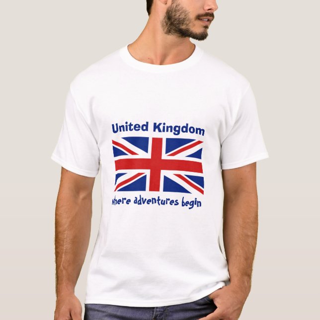 Camiseta com Bandeira do Reino Unido + Mapa + Text (Frente)