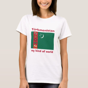 Camiseta com Bandeira do Turcomenistão + Mapa + Te