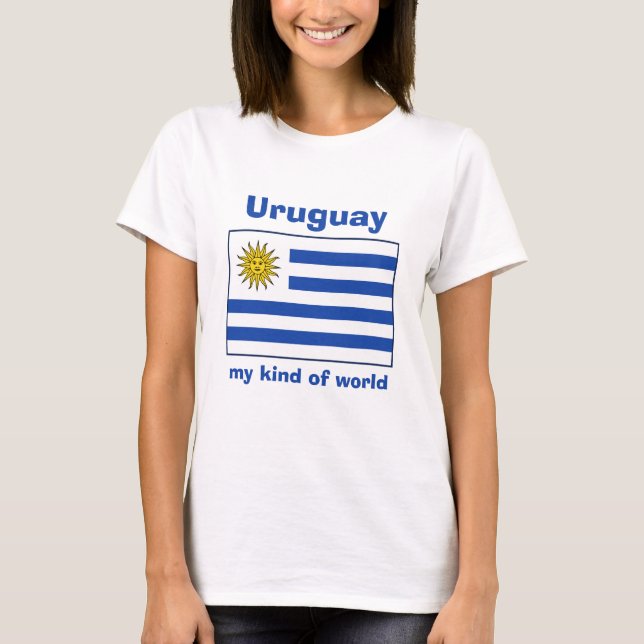 Camiseta com Bandeira do Uruguai + Mapa + Texto (Frente)