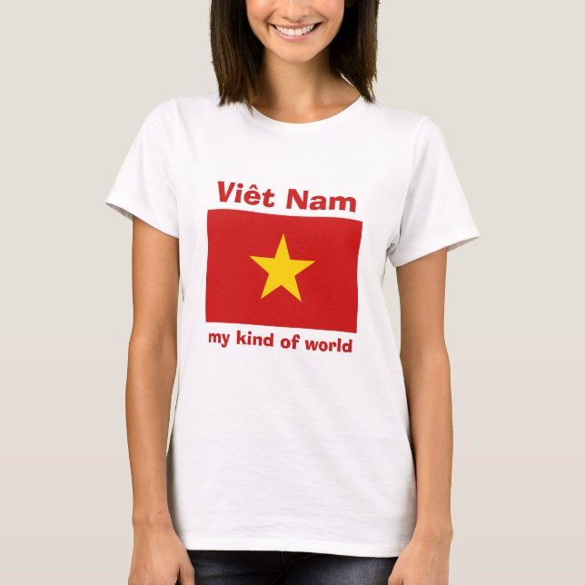 Camiseta com Bandeira do Vietnã + Mapa + Texto (Frente)