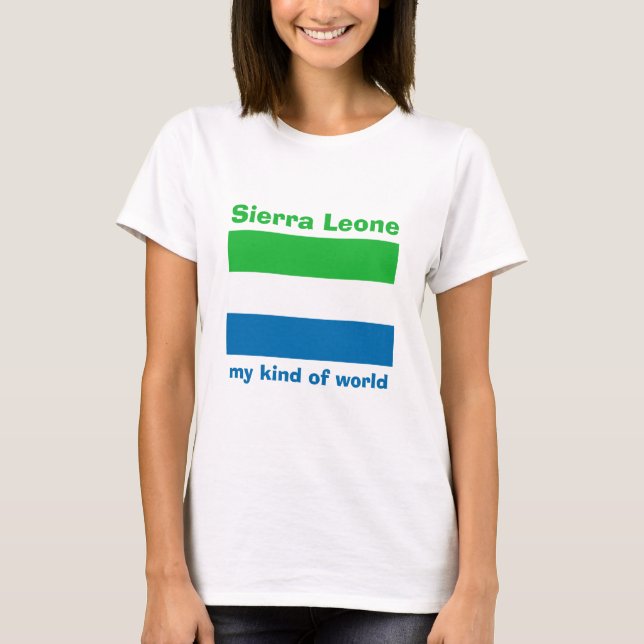 Camiseta com Bandeira e Mapa da Serra Leoa + Texto (Frente)