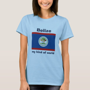 Camiseta com Bandeira e Mapa de Belize + Texto