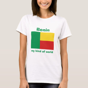 Camiseta com Bandeira e Mapa do Benim + Texto