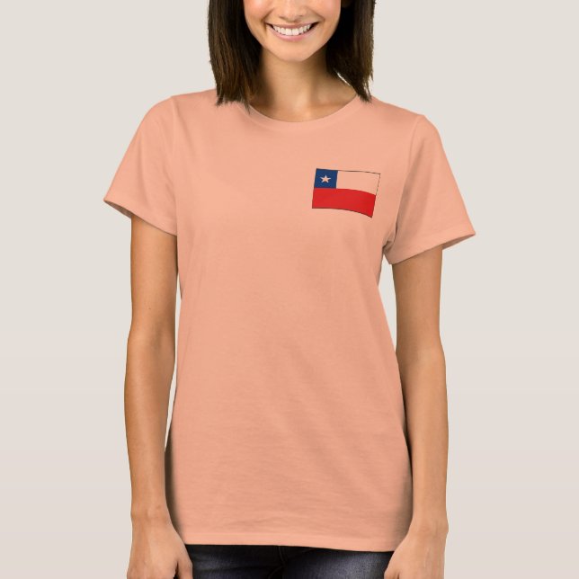 Camiseta com Bandeira e Mapa do Chile (Frente)