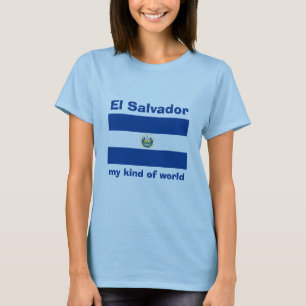Camiseta com Bandeira e Mapa do El Salvador + Text