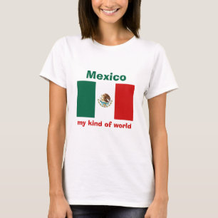 Camiseta com Bandeira e Mapa do México + Texto