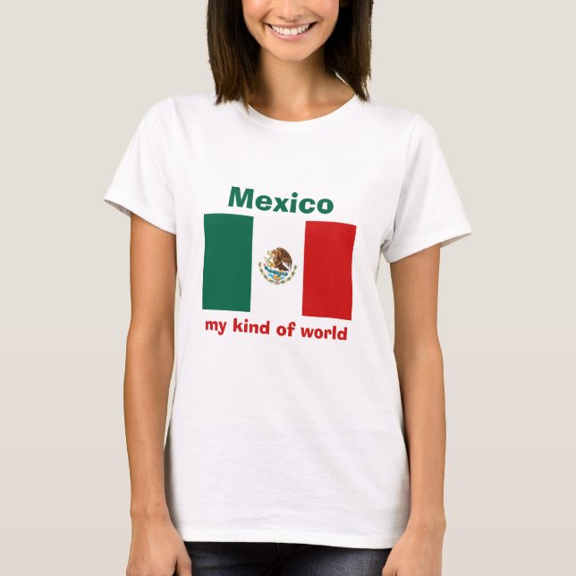 Camiseta com Bandeira e Mapa do México + Texto (Frente)