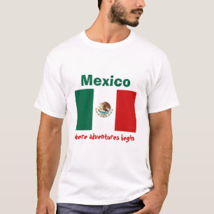 Camiseta com Bandeira e Mapa do México + Texto