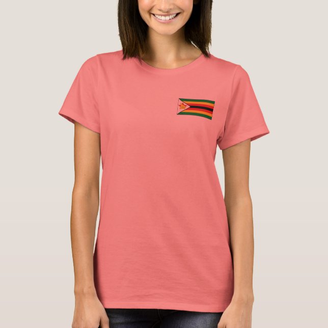 Camiseta com Bandeira e Mapa do Zimbábue (Frente)