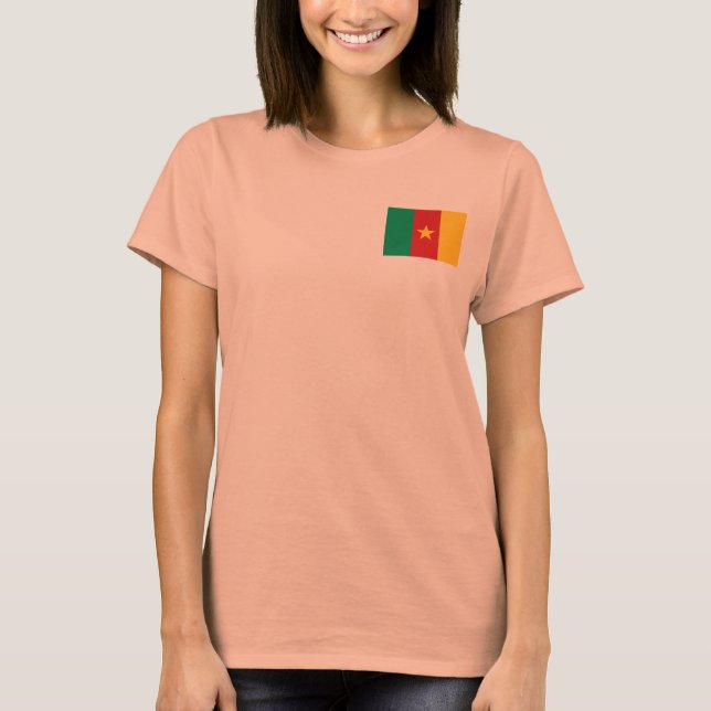 Camiseta com Bandeira e Mapa dos Camarões (Frente)