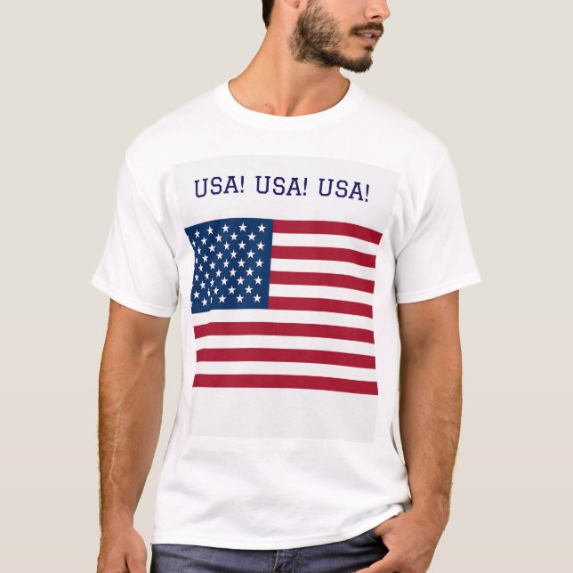 Camiseta com bandeiras dos EUA e Union Jack (Frente)