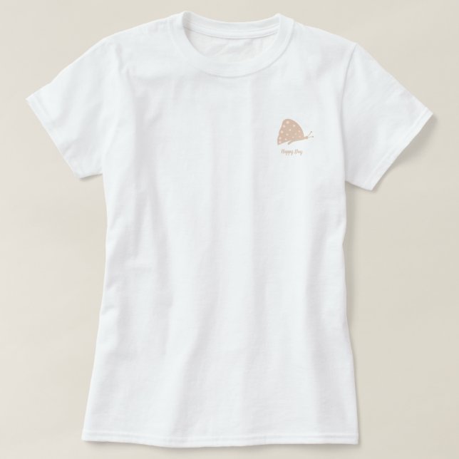 Camiseta com Borboleta Laranja Mínima Pequena (Frente do Design)