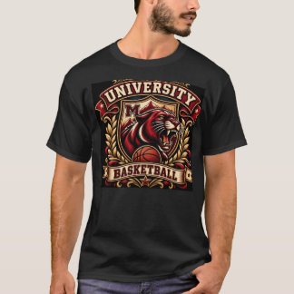 Camiseta com Brasão de Mascote de Tigre de Basquet