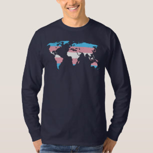 Camiseta com capuz do mapa mundial do orgulho tran