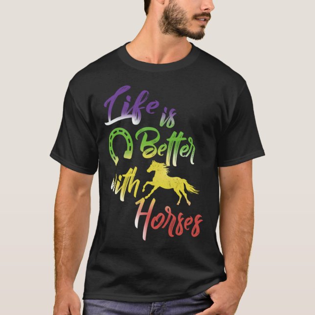 Camiseta Com Cavalos Cavalgando Cavalo (Frente)