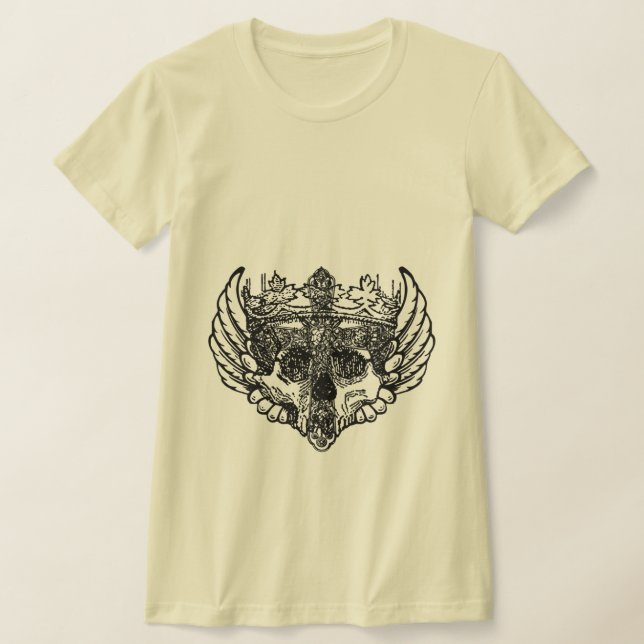 Camiseta com Caveira e Cruz no Estilo Gótico e Alt (Postura )