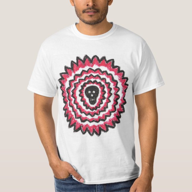 Camiseta com caveira vermelha e preta (Frente)