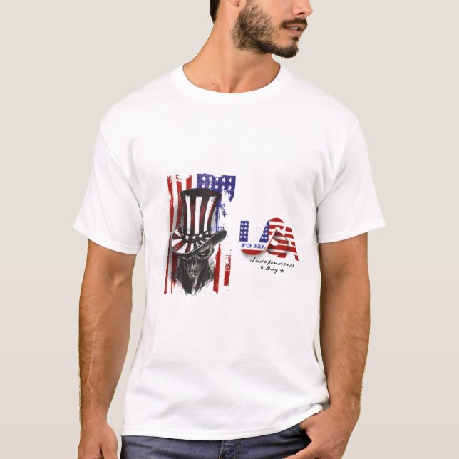 Camiseta com Chapéu do Tio Sam Caveira do Dia 4 de (Frente)