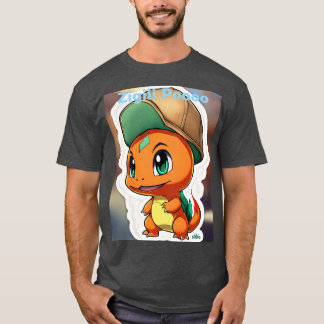 Camiseta com Charmander estilo chibi com olhos v