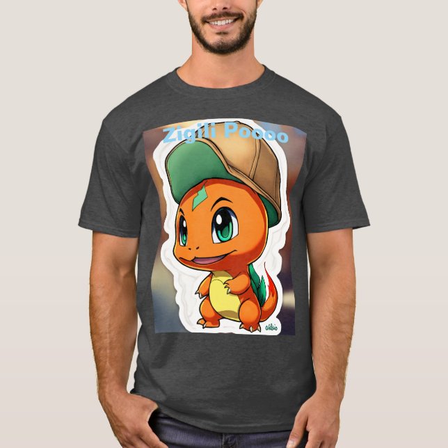 Camiseta com Charmander estilo chibi com olhos v (Frente)