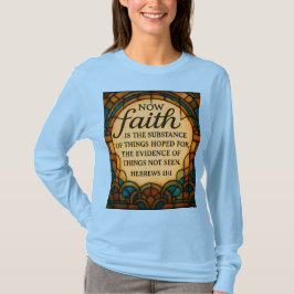 Camiseta com Citação de Fé em Vidro Colorido