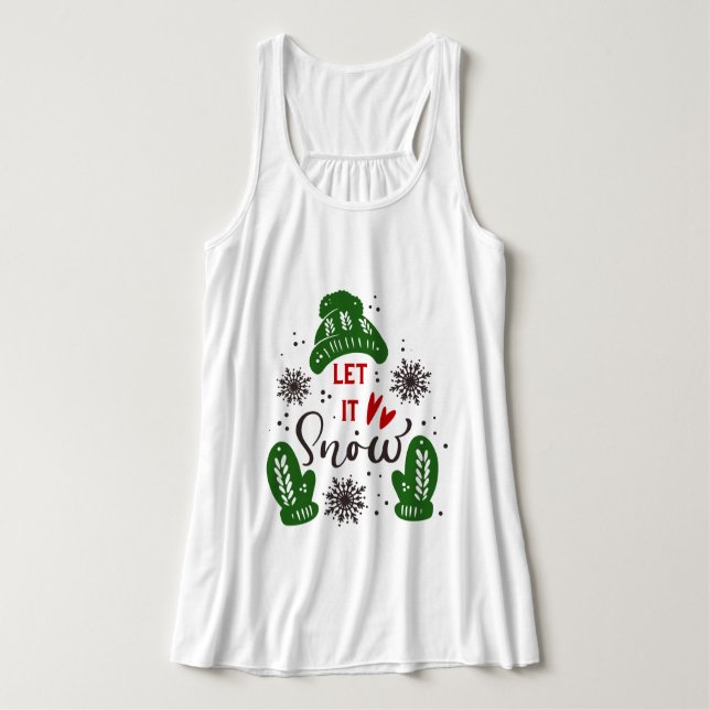 Camiseta com Citação de Natal Trendy Let It Snow (Frente do Design)