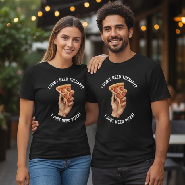 Camiseta com Citação de Terapia de Pizza (Criador carregado)